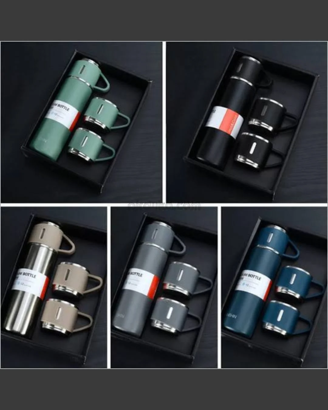 3 Cup 500 Ml Double-layer Stainless Steel Vacuum Flask Set ( Random Color )