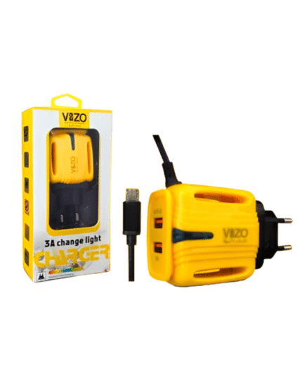 3a Light Change Charger With 2 Usb Ports & Built-in Micro Usb Cable