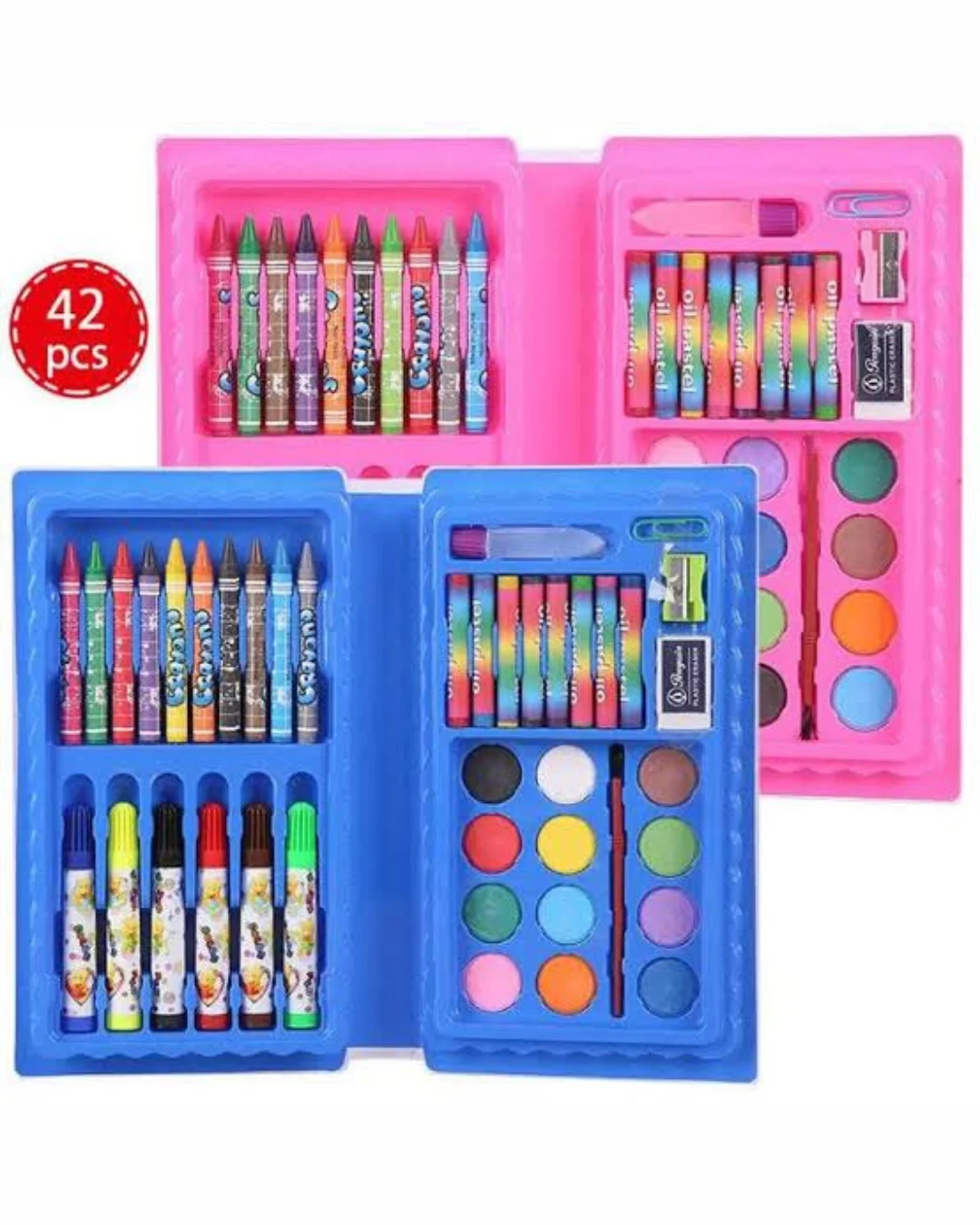 42-piece Complete Coloring Kit For Kids |Crayons, Markers, Pencil Colours & Art Accessories - (Random Color)