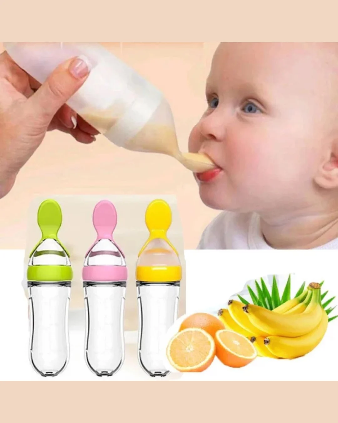 Baby Spoon Feeder Silicone Bottle Feeding (random Color)