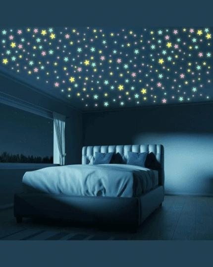 Pack Of 100 – 3d Glowing Stars For Ceiling And Wall Decoration