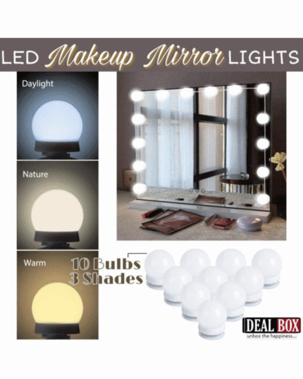 Vanity Light Led Bulbs For Makeup Mirror Stand 10 Bulbs With 3 Light Modes