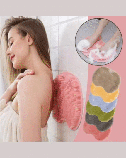 Shower Foot & Back Scrubber Mat, Wall Stick Suction Silicone Bathroom Scrubber (random color)